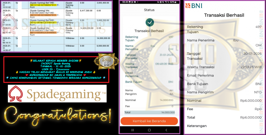 SHIO88 JACKPOT “Spade Gaming”‎‏‏‎‎ Rp20.000.000,- LUNAS