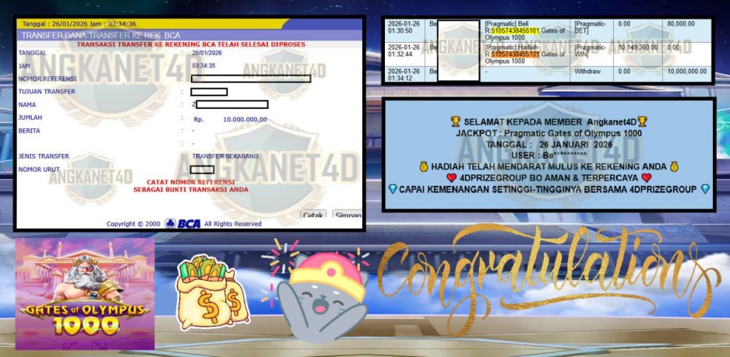 ANGKANET4D JACKPOT PRAGMATIC GATES OF OLYMPUS 1000 Rp 10.000.000,- LUNAS