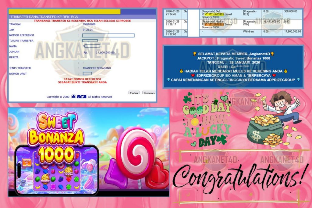 ANGKANET4D JACKPOT SWEET BONANZA 1000 Rp.17.900.000,- LUNAS