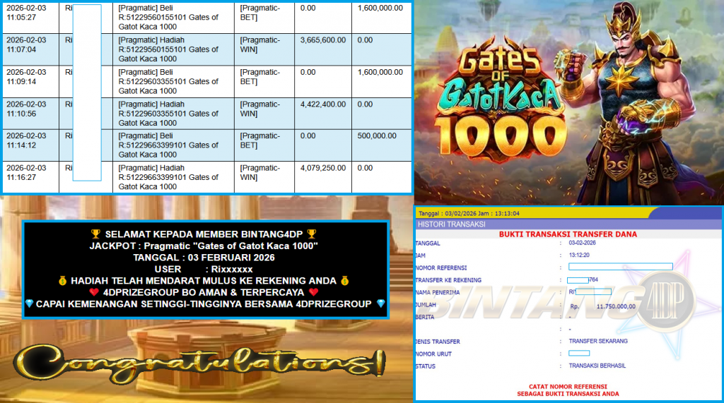 BINTANG4DP JACKPOT PRAGMATIC “Gates of Gatot Kaca 1000″‎‏‏‎‎ Rp 11.750.000,- LUNAS