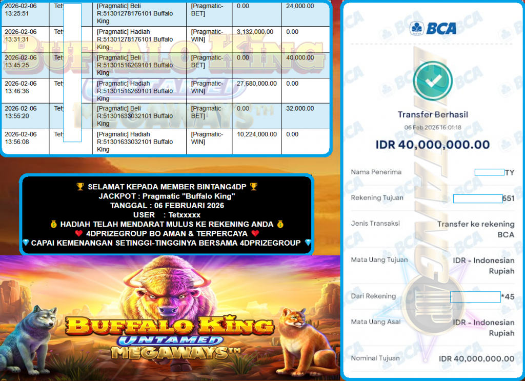 BINTANG4DP JACKPOT PRAGMATIC “Buffalo King”‎‏‏‎‎ Rp 40.000.000,- LUNAS