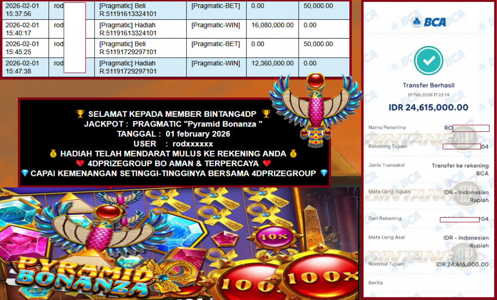 BINTANG4DP JACKPOT PRAGMATIC “Pyramid Bonanza”‎‏‏‎‎ Rp 24.615.000,- LUNAS