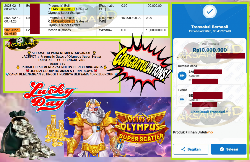 AKSARA4D JACKPOT PRAGMATIC SLOT “Gates of Olympus Super Scatter”‎‏‏‎‎ Rp10.000.000,- LUNAS