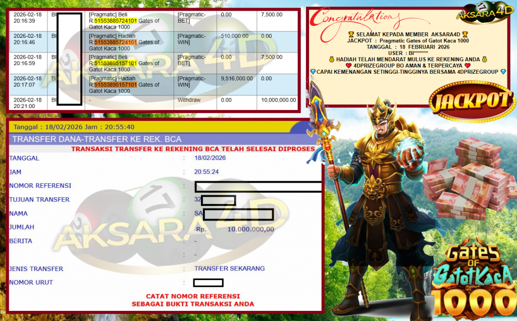 AKSARA4D JACKPOT PRAGMATIC SLOT “Gates of Gatot Kaca 1000″ Rp10.000.000,- LUNAS
