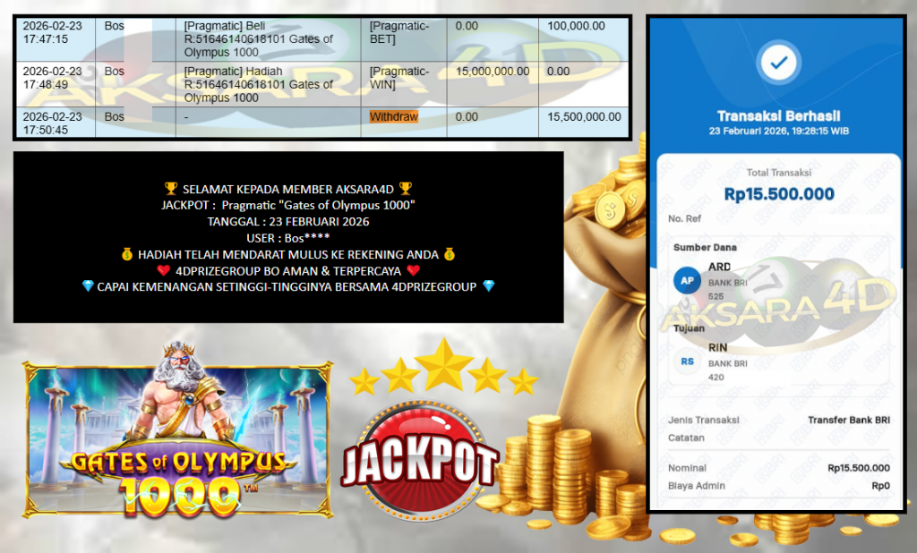 AKSARA4D JACKPOT PRAGMATIC “Gates of Olympus 1000″‎‏‏‎‎ Rp15.500.000,- LUNAS