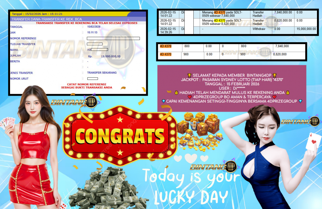 BINTANG4DP JACKPOT PASARAN ” SYDNEY LOTTO (TIAP HARI) ”4370″ ” Rp 15,000.000,- LUNAS