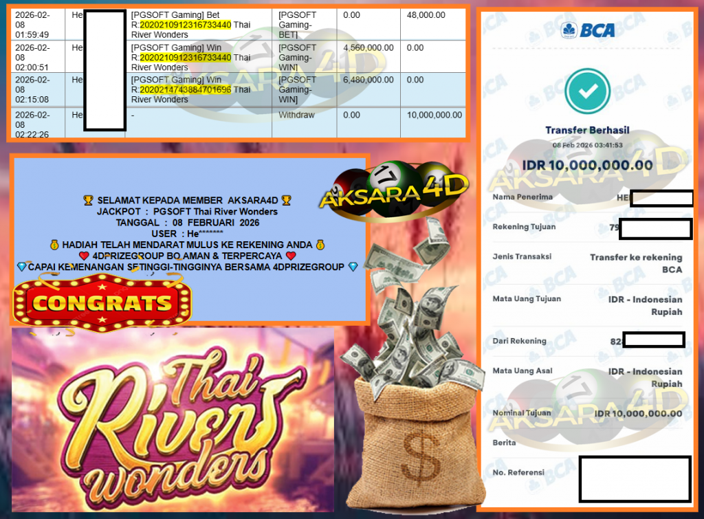 AKSARA4D JACKPOT PGSOFT “Thai River Wonders”‎‎‏‏ ‎‎‏‏‎‎‏‏Rp10.000.000,- LUNAS