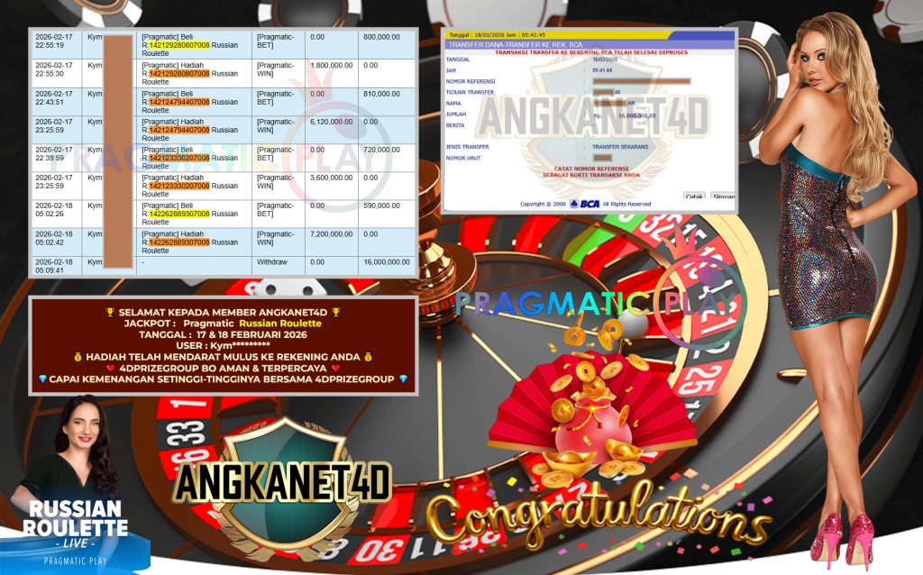 ANGKANET4D JACKPOT PRAGMATIC LIVE GAME ” Russian Roulette ” ‎‏‏‎Rp 16.000.000,- LUNAS