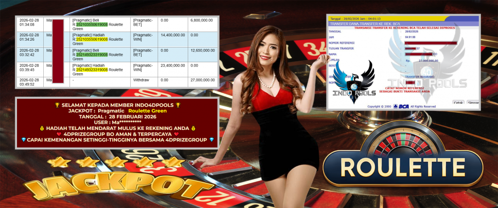 INDO4DPOOLS JACKPOT PRAGMATIC ” Roulette Green “‎‏‏‎‎ Rp 27.000.000,- LUNAS