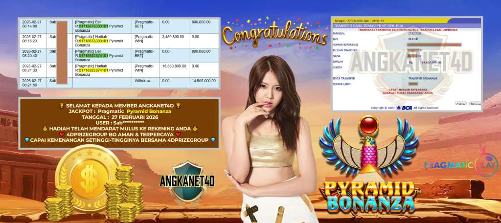 ANGKANET4D JACKPOT PRAGMATIC ” Pyramid Bonanza ” Rp 14.600.000 ,- LUNAS