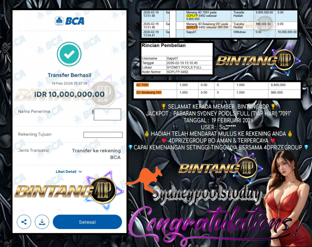 BINTANG4DP JACKPOT PASARAN ” SYDNEY POOLS FULL (TIAP HARI) ”7091″ ” Rp 10,000.000,- LUNAS