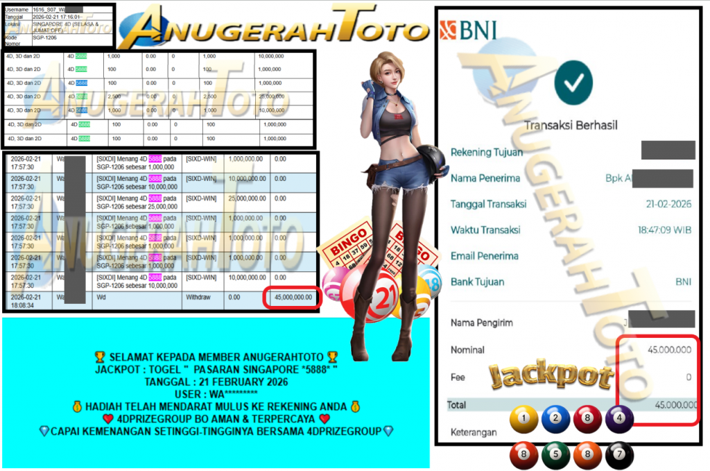 ANUGERAHTOTO JACKPOT PASARAN SINGAPORE “5888”‎‏‏‎ Rp45.000.000,- LUNAS