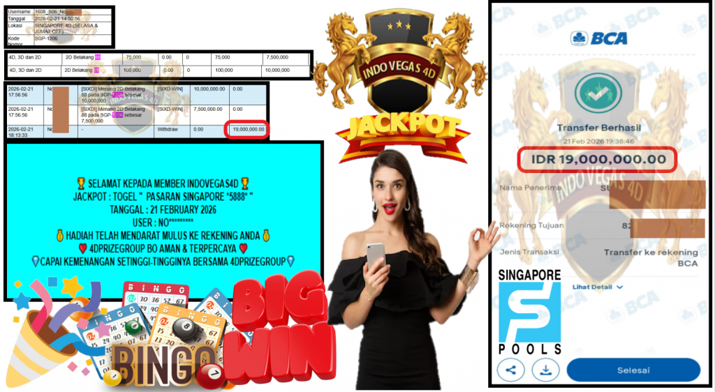 INDOVEGAS4D JACKPOT PASARAN SINGAPORE “5888”‎‏‏‎ Rp19.000.000,- LUNAS