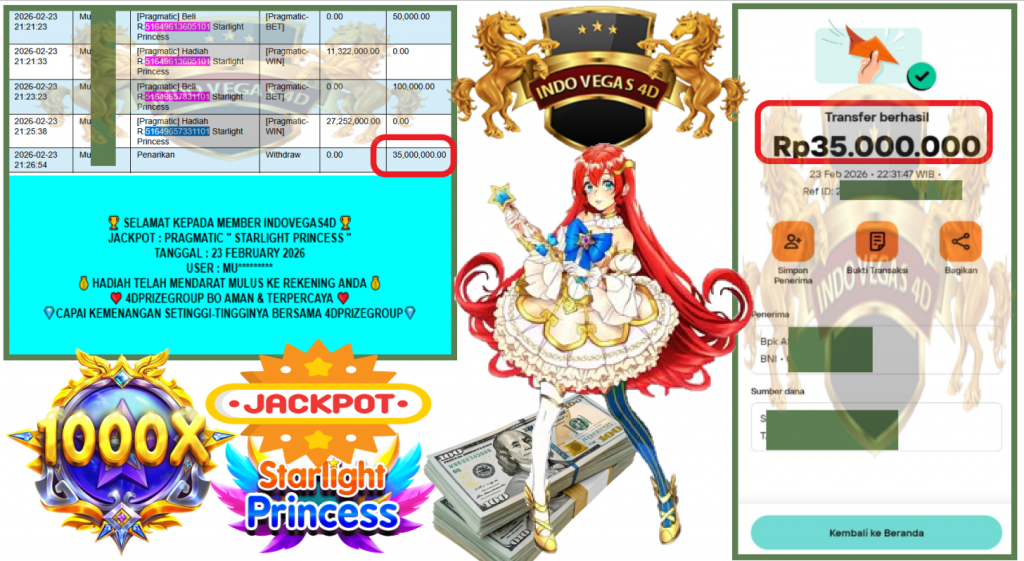 ANGKANET4D JACKPOT PRAGMATIC ” STARLIGHT PRINCESS ” Rp35,000.000,- LUNAS