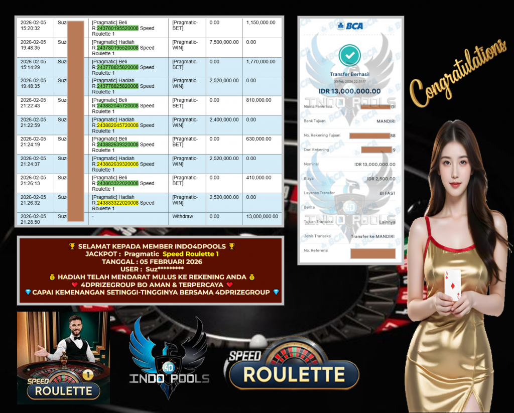INDO4DPOOLS JACKPOT PRAGMATIC LIVE GAME ” Speed Roulette 1 ” ‎‏‏‎Rp 13.000.000,- LUNAS