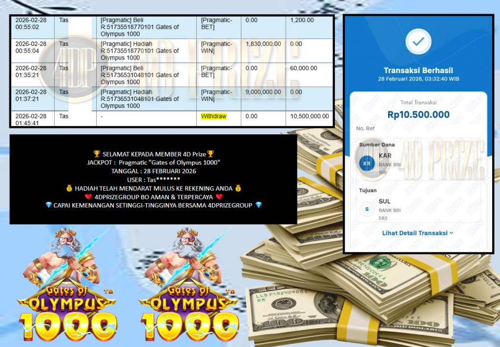 4dprize JACKPOT PRAGMATIC “Gates of Olympus 1000″‎‏‏‎‎ Rp10.500.000,- LUNAS
