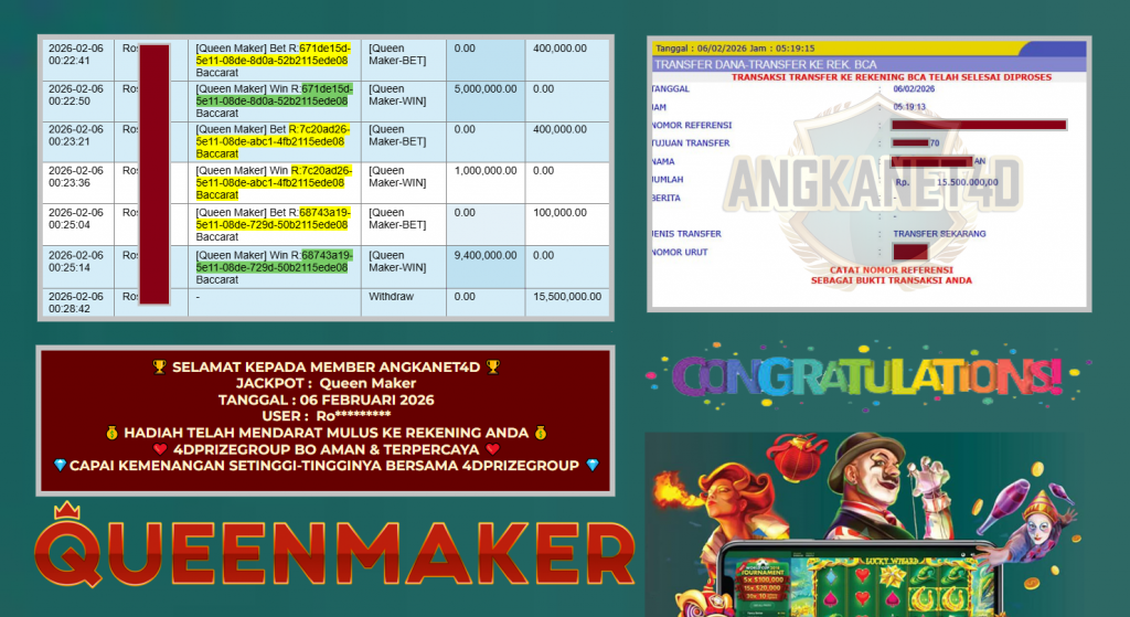ANGKANET4D JACKPOT “Queen Makerr”‎‏‏‎‎ Rp15.500.000,- LUNAS