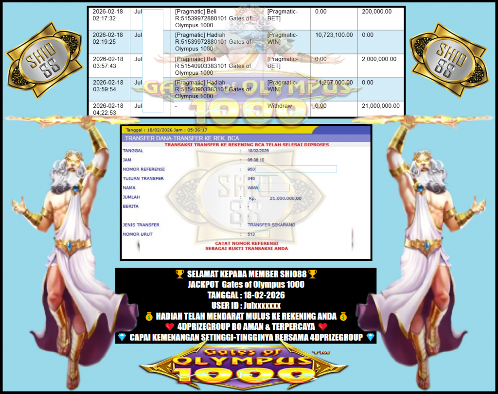 SHIO88 JACKPOT PRAGMATIC “Gates of Olympus 1000″‎‏‏‎‎                                             Rp 21.000.000,- LUNAS