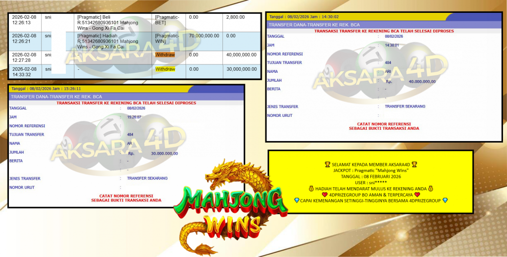 AKSARA4D JACKPOT PRAGMATIC “Mahjong Wins” Rp70.000.000,- LUNAS