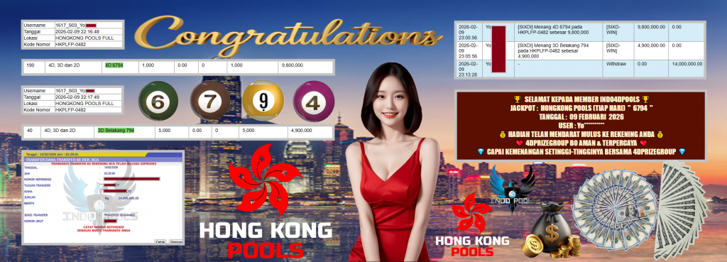 INDO4DPOOLS JACKPOT PASARAN HONGKONG POOLS (TIAP HARI) ” 6794 ” Rp 14.000.000,- LUNAS