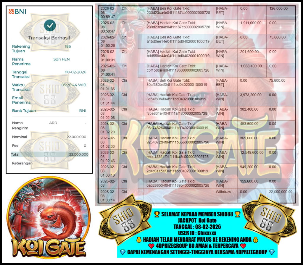 SHIO88 JACKPOT PRAGMATIC SLOT “Koi Gate”‎‏‏‎‎                                           Rp22.000.000,- LUNAS