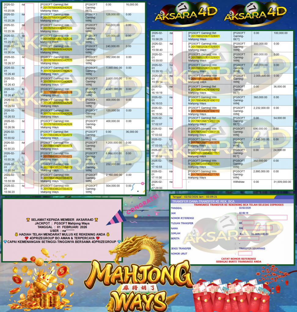 AKSARA4D JACKPOT PGSOFT Gaming “Mahjong Ways”‎‎‏‏ ‎‎‏‏‎‎‏‏Rp31.009.000,- LUNAS