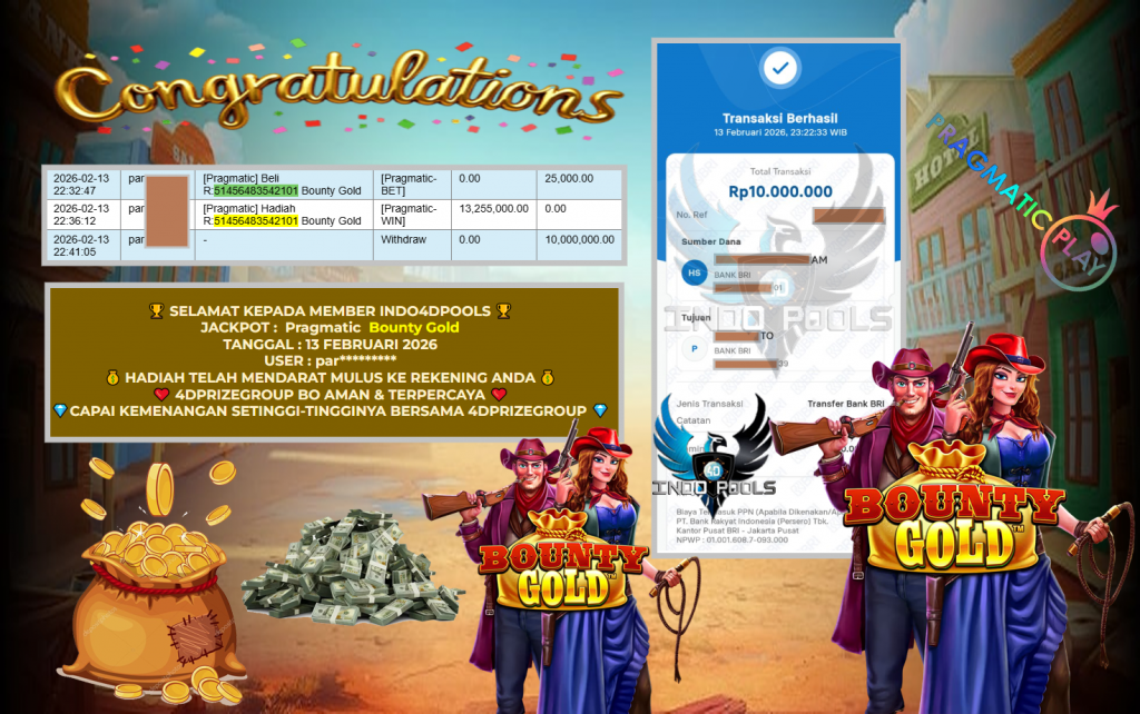 INDO4DPOOLS JACKPOT PRAGMATIC SLOT ” Bounty Gold ” Rp 10.000.000,- LUNAS