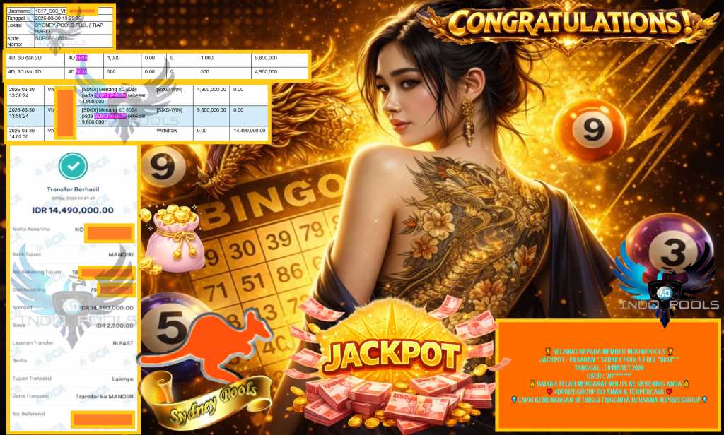 INDO4DPOOLS JACKPOT PASARAN “SYDNEY POOLS FULL “8034” “ Rp14.490.000,- LUNAS