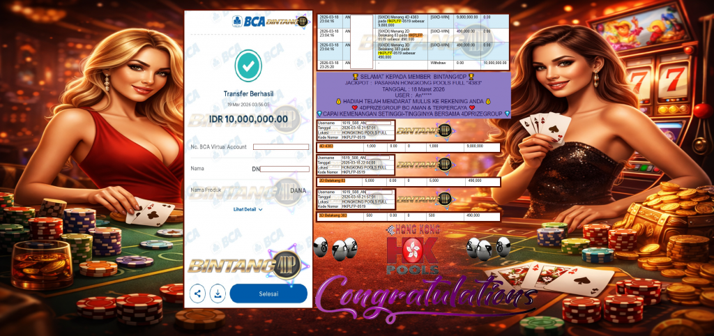 BINTANG4DP JACKPOT PASARAN ” HONGKONG POOLS FULL ”4383″ ” Rp 10,000,000,- LUNAS