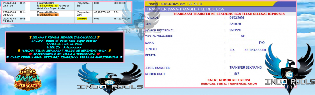 INDO4DPOOLS JACKPOT PRAGMATIC ” Gates of Gatot Kaca Super Scatter ” Rp 45.123.456 ,- LUNAS