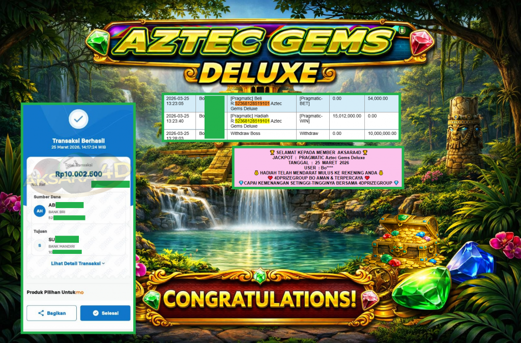 AKSARA4D JACKPOT PRAGMATIC “Aztec Gems Deluxe”‎‏‏‎‎ Rp10.000.000,- LUNAS