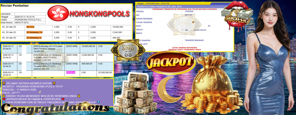 SHIO88 JACKPOT PASARAN HONGKONG POOLS “5114” Rp22.500.000,- LUNAS
