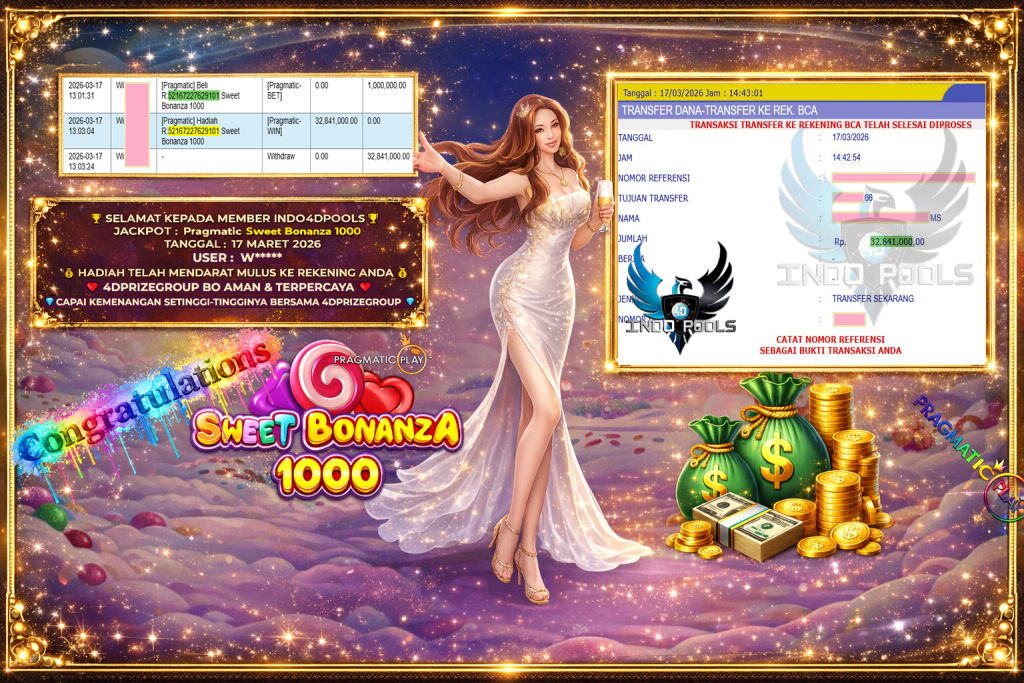 INDO4DPOOLS JACKPOT PRAGMATIC ” Sweet Bonanza 1000 ” Rp 32.841.000,- LUNAS