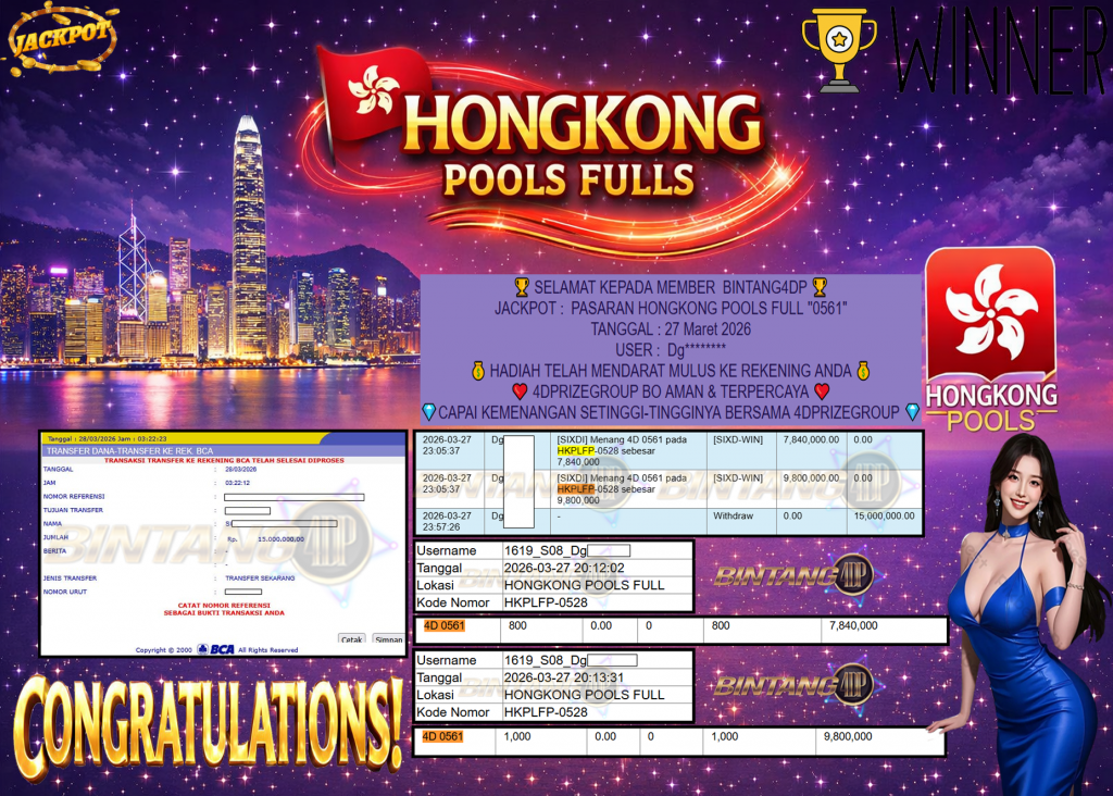 BINTANG4DP JACKPOT PASARAN ” HONGKONG POOLS FULL ”0561″ ” Rp 15,000,000,- LUNAS