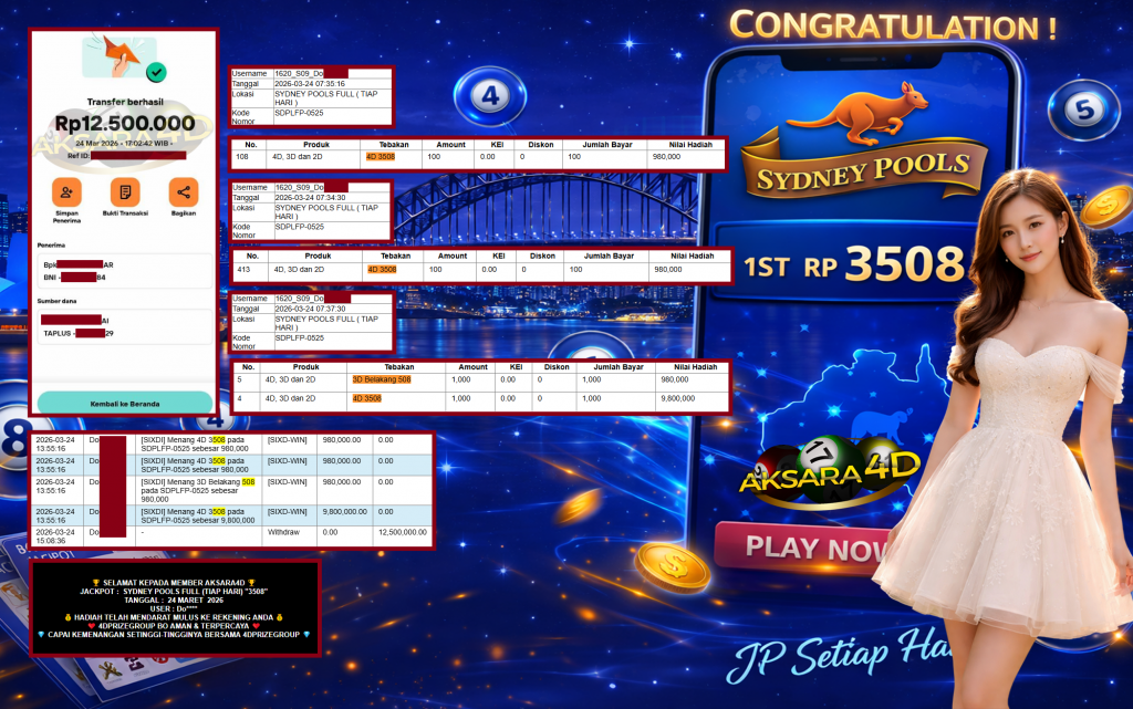AKSARA4D JACKPOT SYDNEY POOLS FULL (TIAP HARI) “3508”‎‏‏‎ Rp12.500.000,- LUNAS