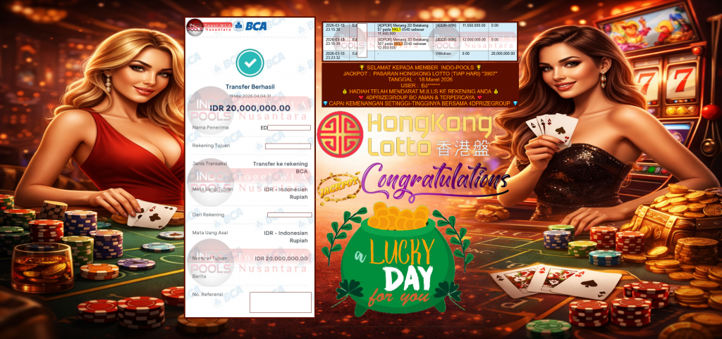 INDO-POOLS JACKPOT PASARAN ” HONGKONG LOTTO (TIAP HARI) ”3907″ ” Rp 20,000,000,- LUNAS