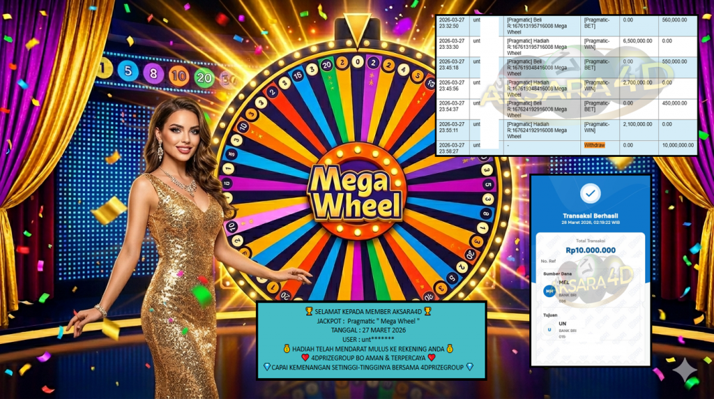 AKSARA4D JACKPOT PRAGMATIC “Mega Wheel”‎‏‏‎‎ Rp10.000.000,- LUNAS