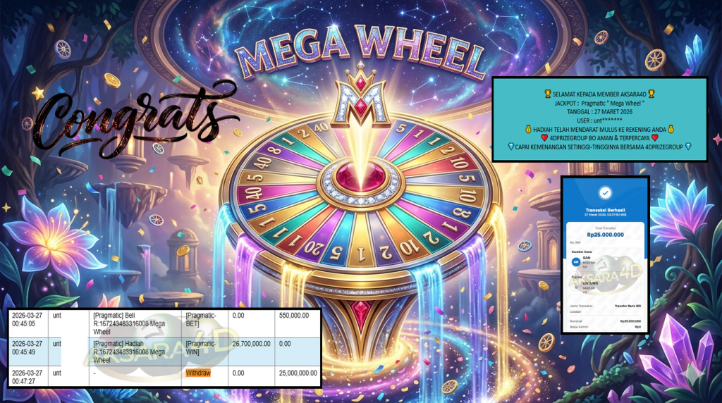 AKSARA4D JACKPOT PRAGMATIC “Mega Wheel”‎‏‏‎‎ Rp25.000.000,- LUNAS