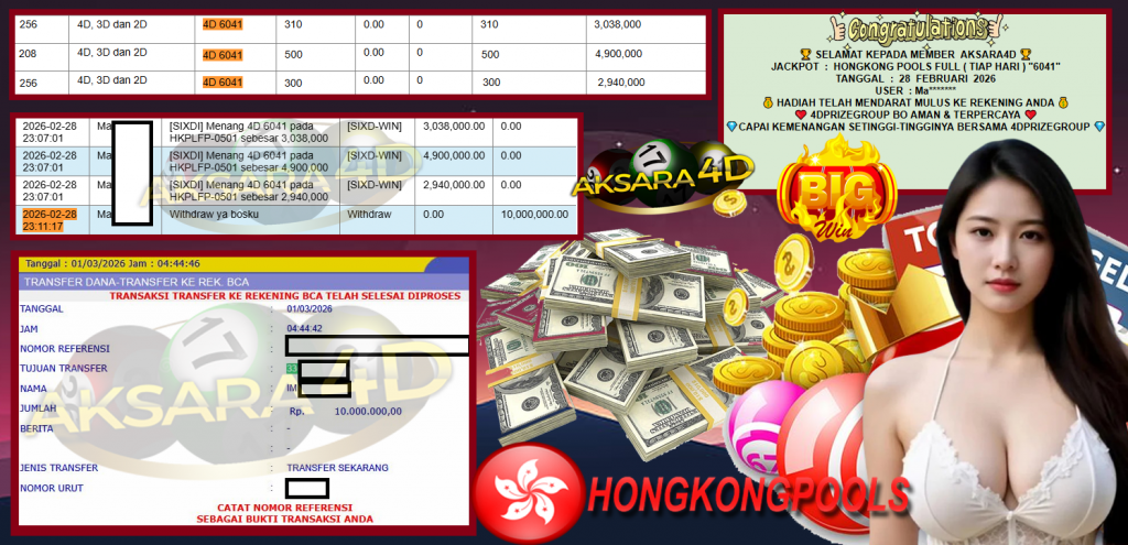 AKSARA4D JACKPOT PASARAN HONGKONG POOLS FULL (TIAP HARI) “6041”‎‏‏‎ Rp10.000.000,- LUNAS