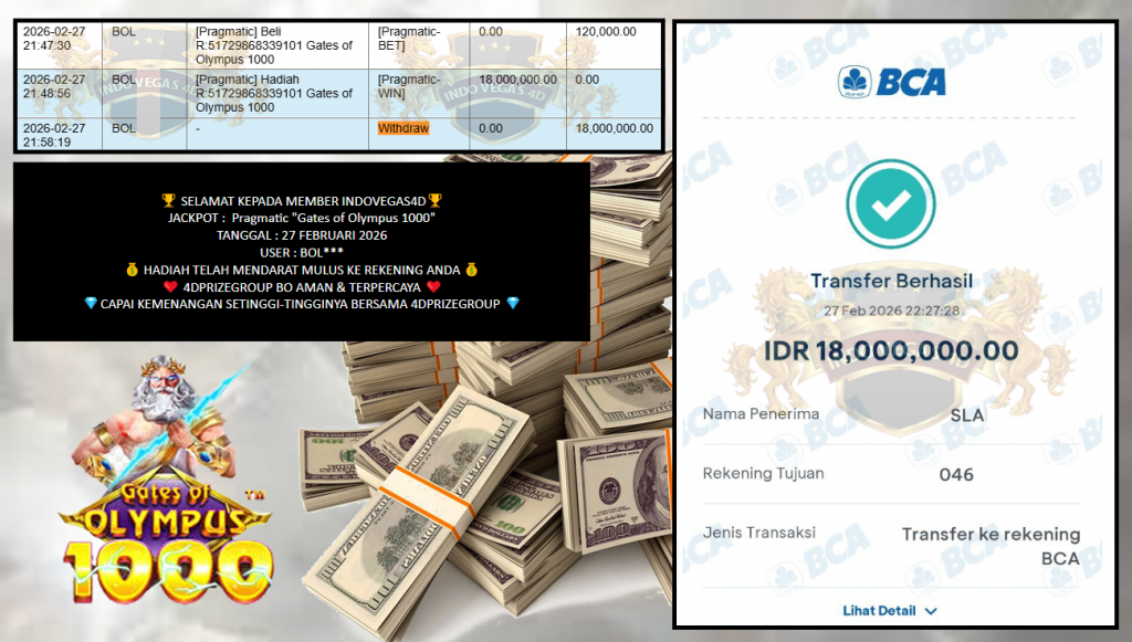 INDOVEGAS4D JACKPOT Pragmatic “Gates of Olympus 1000” Rp18.000.000,- LUNAS