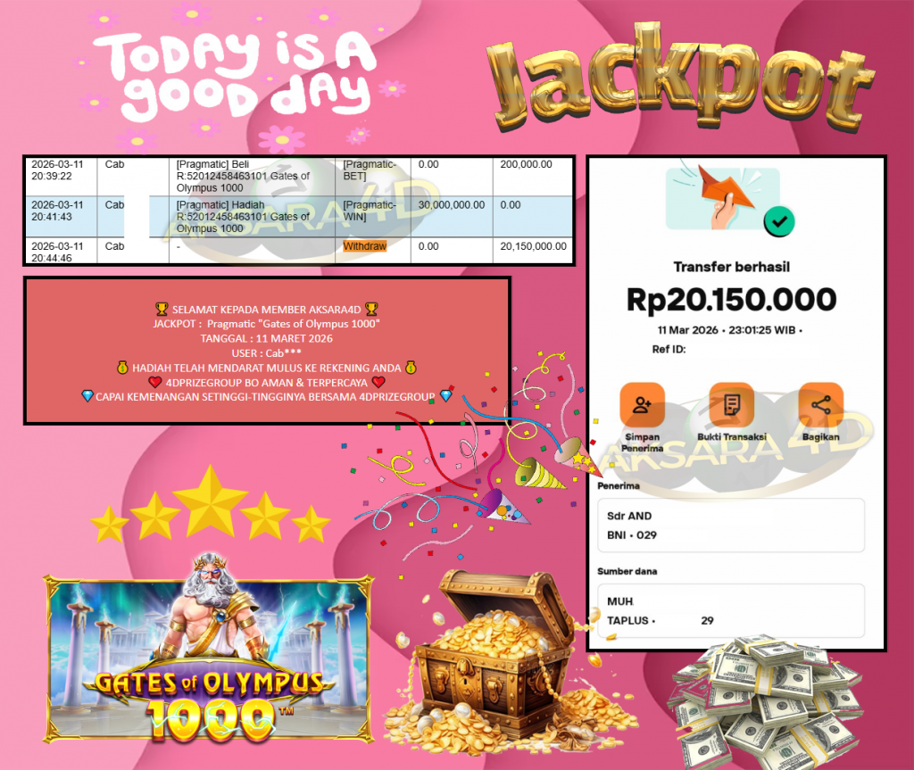 AKSARA4D JACKPOT PRAGMATIC “Gates of Olympus 1000″‎‏‏‎‎ Rp20.150.000,- LUNAS