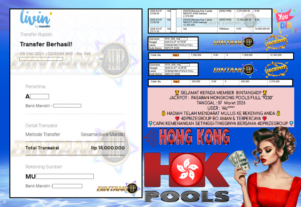 BINTANG4DP JACKPOT PASARAN ” HONGKONG POOLS FULL ”9230″ ” Rp 14,000,000,- LUNAS