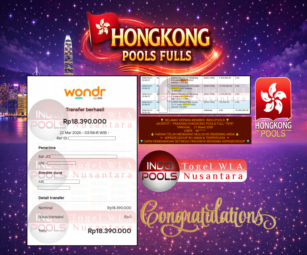 INDO-POOLS JACKPOT PASARAN ” HONGKONG POOLS FULL ”7676″ ” Rp 18,390,000.00,- LUNAS