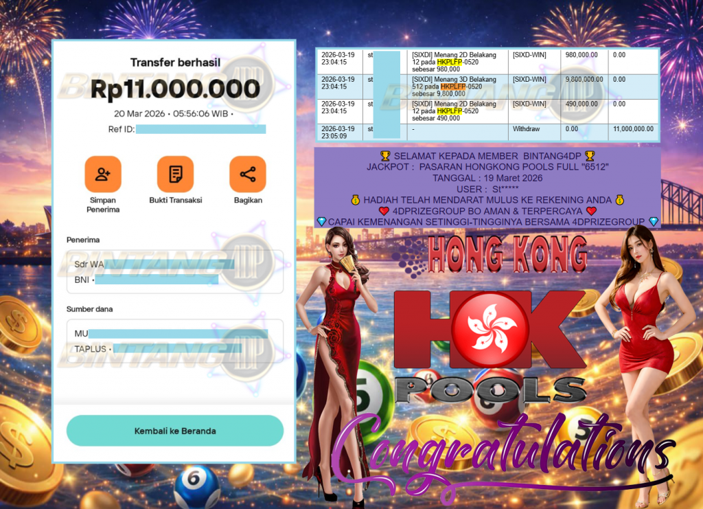 BINTANG4DP JACKPOT PASARAN ” HONGKONG POOLS FULL ”6512″ ” Rp 11,000,000,- LUNAS