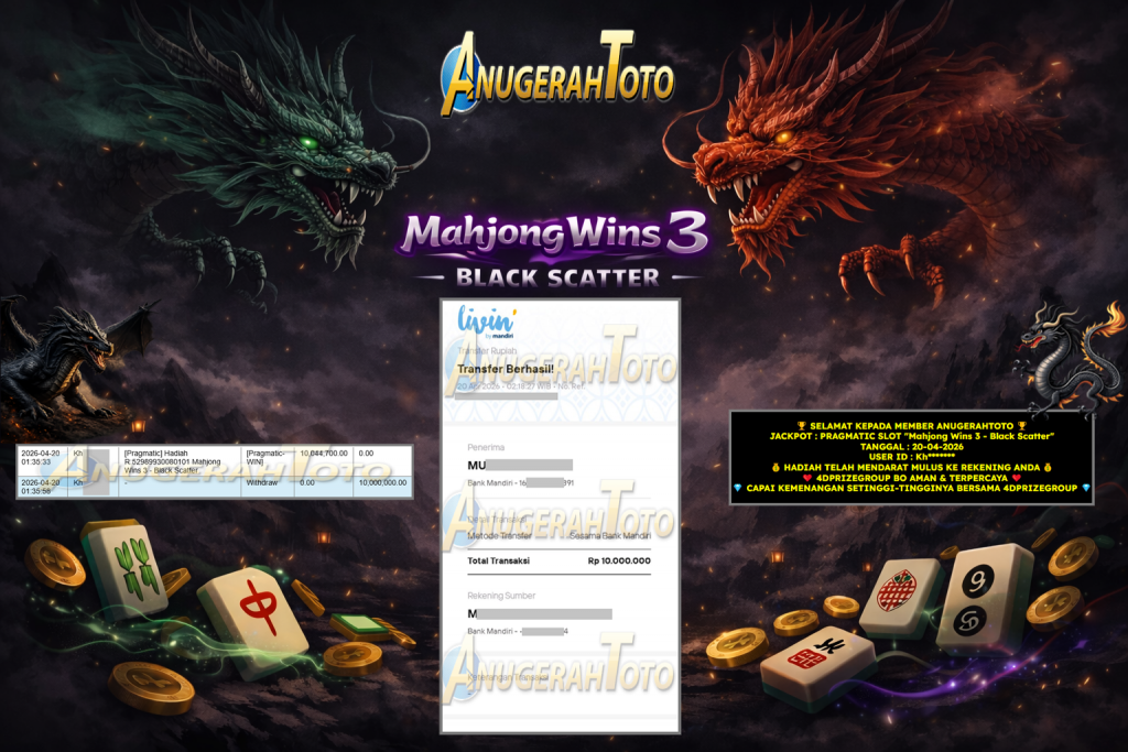 ANUGERAHTOTO JACKPOT PRAGMATIC SLOT “Mahjong Wins 3 – Black Scatter” ‎‎‏‏‎ ‎‏‏‎ ‎‏‏‎ ‎‎‏‏‎ ‎‏‏‎ ‎‏‏‎‎‎‏‏‎ ‎‏‏‎ ‎‏‏‎ ‎‎‏‏‎ ‎‏‏‎ ‎‏‏‎‎‎‏‏‎Rp 10.000.000,- LUNAS