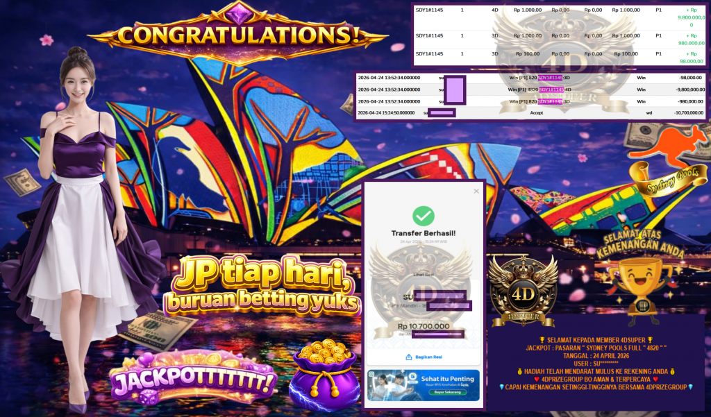 4DSUPER JACKPOT PASARAN “SYDNEY POOLS FULL ” 4820 ” ” Rp10.700.000,- LUNAS