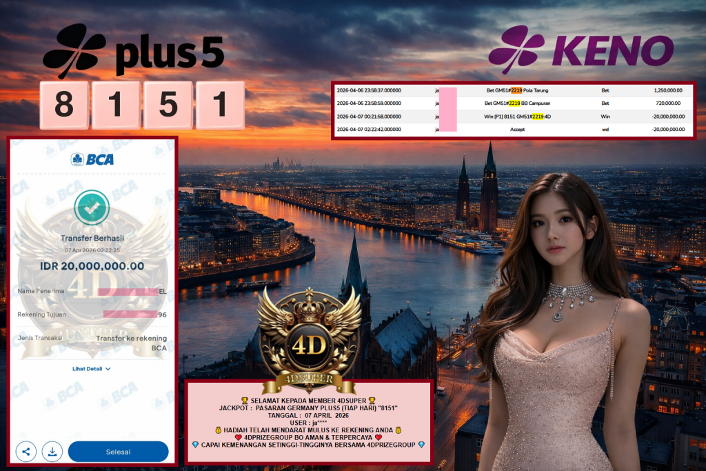 4DSUPER JACKPOT PASARAN GERMANY PLUS5 (TIAP HARI) “8151” Rp20.000.000,- LUNAS