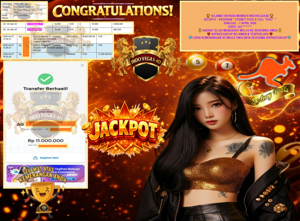 INDOVEGAS4D JACKPOT PASARAN ”SYDNEY POOLS FULL “0703” ” Rp11,000,000,- LUNAS