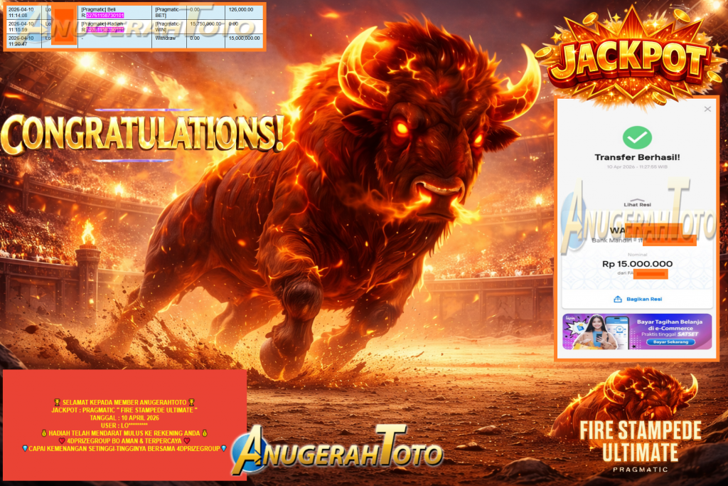 ANUGERAHTOTO JACKPOT PRAGMATIC “FIRE STAMPEDE ULTIMATE”‎‏‏‎‎ Rp15.000.000,- LUNAS