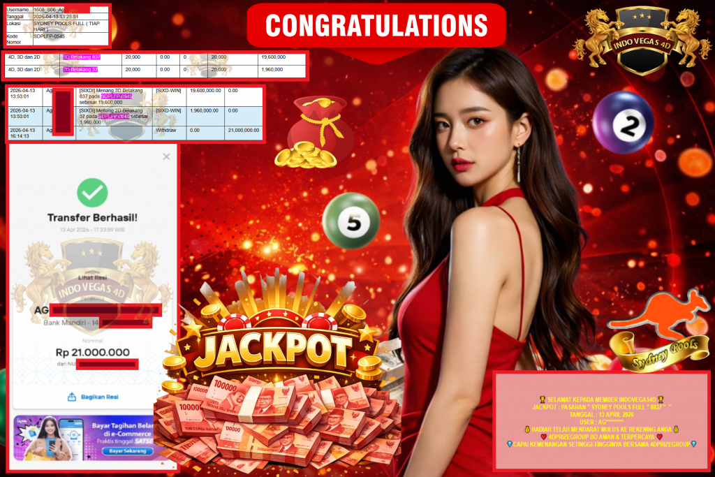 INDOVEGAS4D JACKPOT PASARAN ”SYDNEY POOLS FULL” 0837″ ” Rp21,000,000,- LUNAS